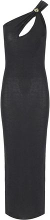 Federica Tosi Asymmetrische Gebreide Jurk met Uitsparingen - Dames - Feestkleedjes - Zwart - XS - Polyester - Kleedjes
