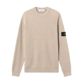 Stone Island Round-neck Knitwear, male, Beige, Size: XL Knit Crewneck Jumper