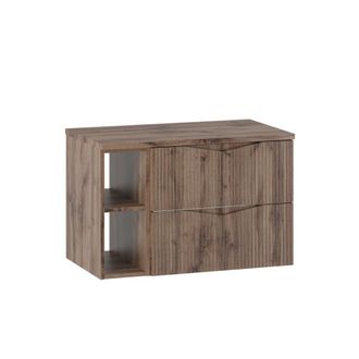 Petits Meubles Mueble bajo lavabo 2 compartimientos encimera estratificado marr&oacute;n