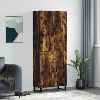 vidaXL Vidaxl - Aparador Alto Madera Contrachapada Roble Ahumado 69,5x34x180 Cm