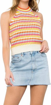 THML Clothing Zo Crochet Halter Top In Spring Bright Multi