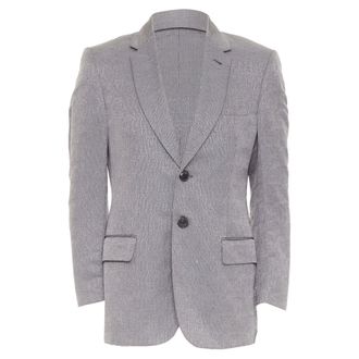 Giorgio Armani metallic grey ramie silk curved lapels single vent blazer IT46 S