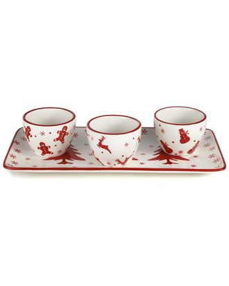 Euroceramica Winterfest 4Pc Holiday Entertainment Serving Set