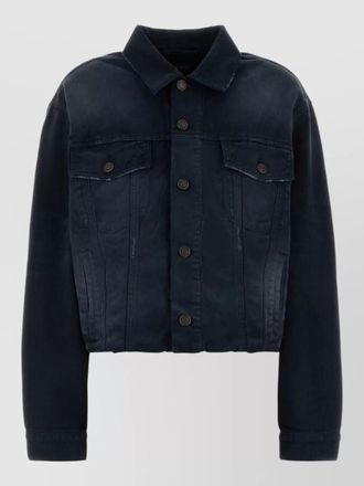 Balenciaga denim jacket long sleeves collared neck pockets