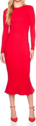 Susana Monaco Crew Trumpet Midi Dress In Perfect Red