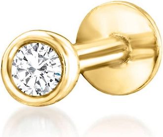 RS Pure by Ross-Simons Bezel-Set Diamond Single Flat-Back Stud Earring in 14kt Yellow Gold