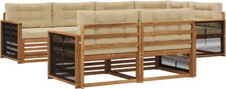 vidaXL Conjunto De Sof&aacute;s De Exterior 7 Uds. Natural Y Beige Vidaxl