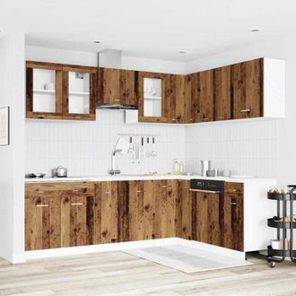 vidaXL Conjunto De Armarios De Cocina De 11 Piezas lyon De Madera De Ingenier&iacute;a De Madera Vieja