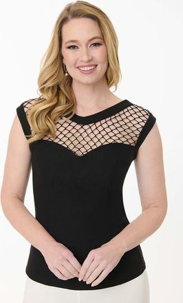 Unique Vintage Diamond Cutout Top in Black at Nordstrom, Size Small Short