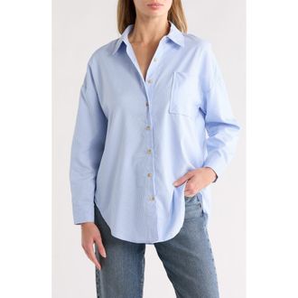 Blu Pepper Oversize Stripe Button-Up Shirt in Blue at Nordstrom Rack, Size Medium