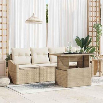 vidaXL Conjunto De Sof&aacute; De Jard&iacute;n 5 Pcs Beige Y Crema 100 X 55 X 73 Cm Vidaxl