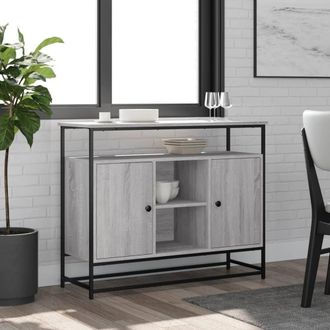Berkfield Home Sideboard Grey Sonoma 100x35x80 cm Engineered Wood | Size: 100 x 35 x 80 cm