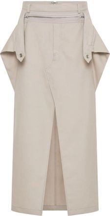 Dion Lee zip-detail wool midi skirt - women - Wool - 8 - Neutrals