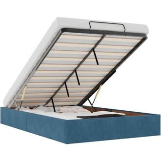vidaXL Estructura De Cama Otomana Sin Colch&oacute;n Terciopelo Azul Oscuro Vidaxl