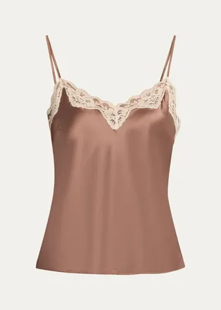 LoveShackFancy Franna Lace-Trim Silk Top
