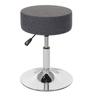 Hhg Hhg - Taburete 173, Asiento Taburete De Maquillaje, Altura Regulable &Oslash; 35cm, Textil, Gris