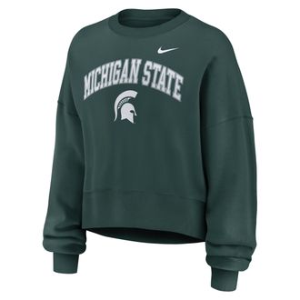 Nike Michigan State Phoenix Arch Nike Womens College Pullover Crew in Green | 01D73EYMST-Y48