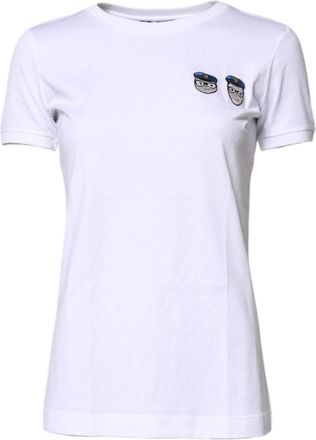 Dolce & Gabbana DGFamily Katoenen T-Shirt - Dames - T-shirts - Wit - 2XS - Katoen - Tops
