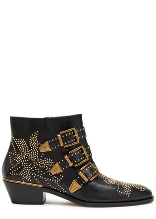 Chlo&eacute; Susanna 40 Studded Nappa Leather Ankle Boots - Black - 41 (IT41 / UK8)