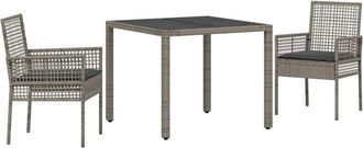 vidaXL Conjunto De Comedor De Jard&iacute;n 3 Pcs Gris Polirat&aacute;n Vidaxl