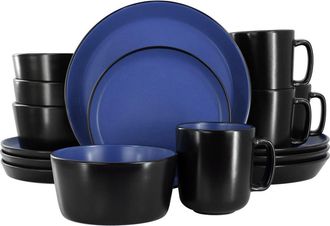 Elama Bacarra 16 Piece Stoneware Dinnerware Set in Blue at Nordstrom