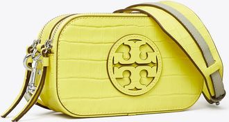 Tory Burch Womens Mini Miller Croc-Embossed Crossbody Bag, One Size