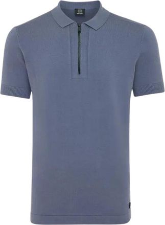 Genti Polo Zip Knit - Heren - Polos - Blauw - M - Nylon - Tops