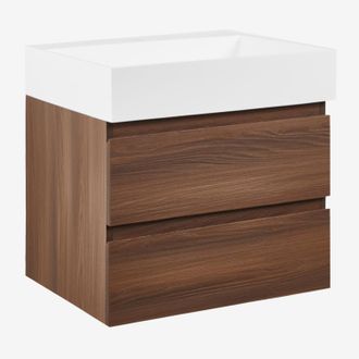 Sklum Sklum - Conjunto De Mueble De Ba&ntilde;o En Madera Y Chapa De Fresno Con Lavabo Integrado Ona