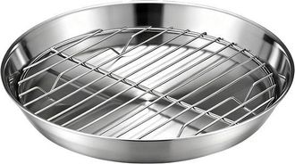 OEM Bandeja Para Hornear Para Freidora De Aire, Bandeja Para Hornear Con Rejilla, Fabricada En Acero Inoxidable 304-25 Cm