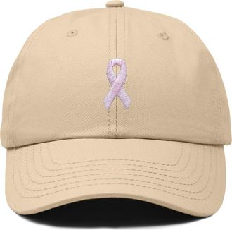 Dalix Pink Ribbon Dad Cap in Khaki at Nordstrom
