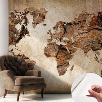 Tulup Carta Da Parati Autoadesiva - Fotomurale Adesivo - Design Elegante - Stile Moderno - Mappa In Legno 250x250 Cm