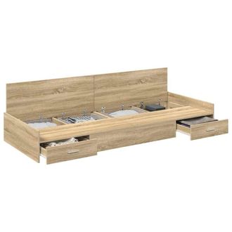 Berkfield Home Modern Storage Bed Frame Sonoma Oak 80 x 200 cm Engineered wood in Light Oak