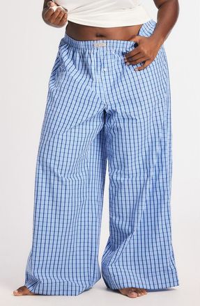 Savage x Fenty Kickback Casuals Sleep Pants in Skyline Blue Plaid Behavior at Nordstrom, Size X-Small