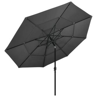Berkfield Home 3-Tier Parasol with Aluminium Pole Anthracite 3.5 m in Dark Grey