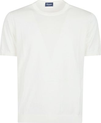 Drumohr White Cotton Crewneck T-Shirt