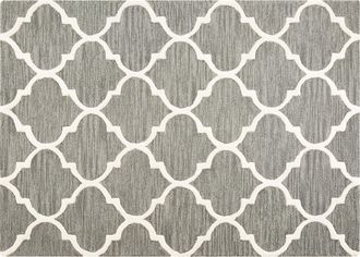 Beliani Alfombra De Lana Gris 160 X 230 Cm Patr&oacute;n De Tr&eacute;bol Oriental Marroqu&iacute; Hecha A Mano Yalova