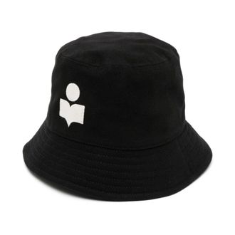 Isabel Marant Haley Bucket Hat met geborduurd logo - unisex - Accessoires - Zwart - Maat: 56 CM Katoen