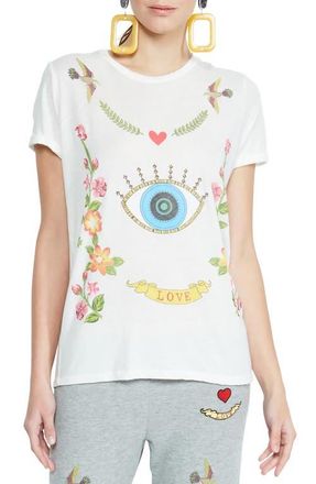 Lauren Moshi Edda Floral Eye Love Top in Milk at Nordstrom, Size X-Small