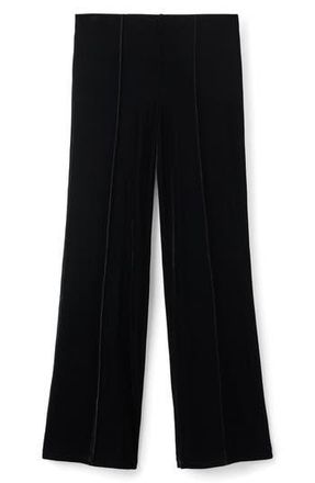 Mango Mid Rise Velvet Pants in Black at Nordstrom Rack, Size Xx-Large