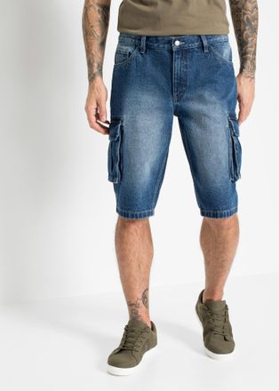 Bonprix Bermudas BONPRIX, Herren, Gr. 50, N-Gr, blau (blau denim), Obermaterial: 99% Baumwolle, 1% Elasthan, relaxed fit, Hosen Bermudas, aus Baumwolle und El