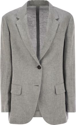 Brunello Cucinelli Brunello Cucinelli Womens Sparkling Linen Canvas Jacket With Jewellery - Grey - Size EU 36 (Womens)