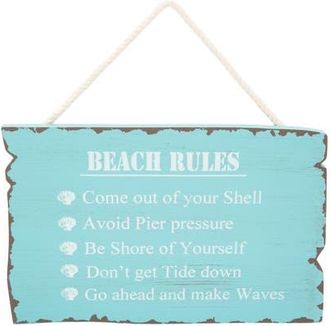 Beachcombers Beach Rules Teal Decorative Wall Hanging Sign in Blue at Nordstrom, Size Medium