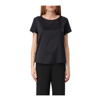 Emporio Armani Overhemden, Dames, Blauw, L, Satijn, Elegante Satijnen Blouse