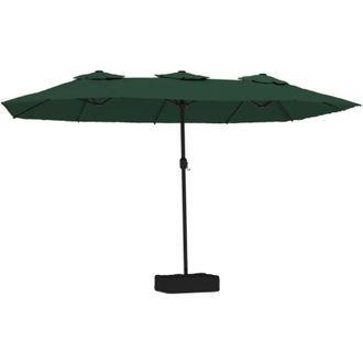 vidaXL Sombrilla Doble De Jard&iacute;n Con Luces Led Verde 449x265 Cm Vidaxl