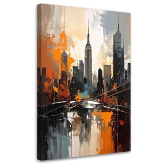 Feeby Impresi&oacute;n De Imagen Abstracci&oacute;n Urbana Con Rascacielos En Gris Y Naranja 70x100