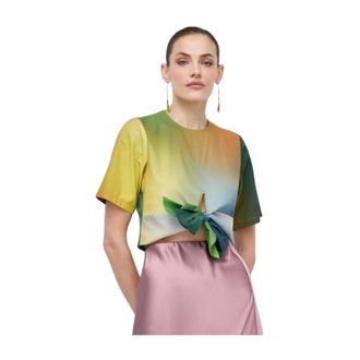 Silvian Heach Overhemden, Dames, Veelkleurig, S, Katoen, Blouse met strik aan de voorkant