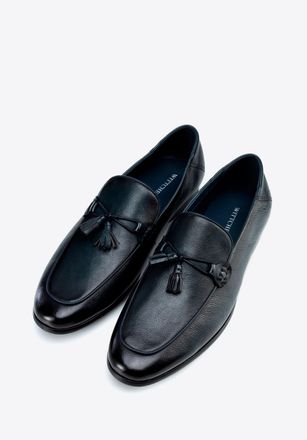 Wittchen Heren Leren Loafers met Kwastje, Marineblauw, Natuurlijk Leer