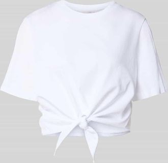 Rich & Royal Cropped T-Shirt mit Knotendetail in Weiss, Größe L