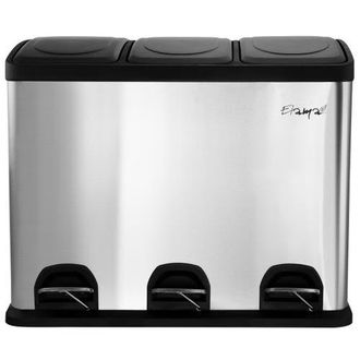 Elama 3 Section 15 Liter/4 Gallon Each Section Trash and Recycling Step Bin in Silver at Nordstrom