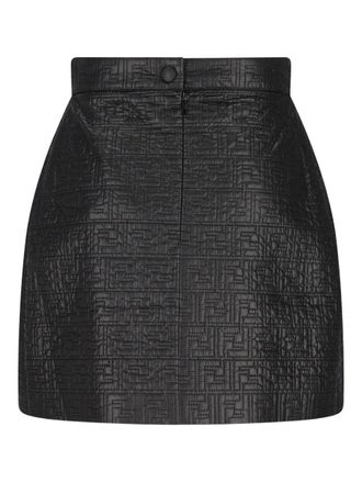 Fendi logo-pattern quilted short skirt - women - Fabric - M - Black